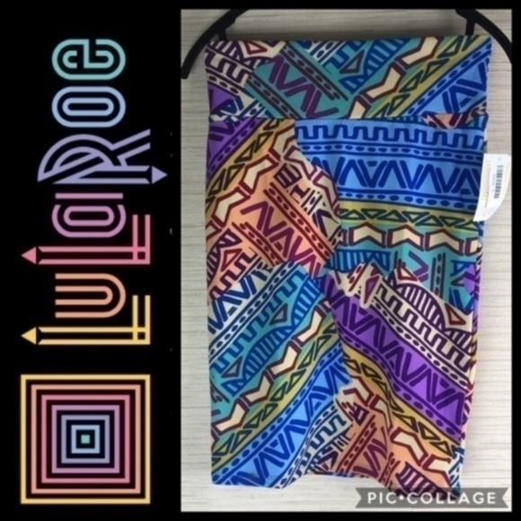 LuLaRoe Cassie Skirt Multi Color Bohemian Tribal Aztec Retro Print Pencil Skirt - Picture 2 of 9